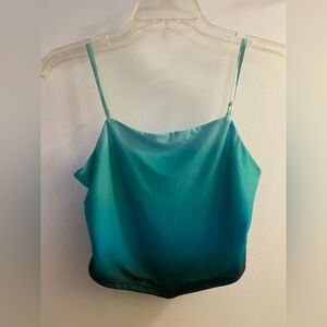 7DAY WKND Womens Crop Cami Tank Top M Medium Aqua Teal Green Ombre NWT